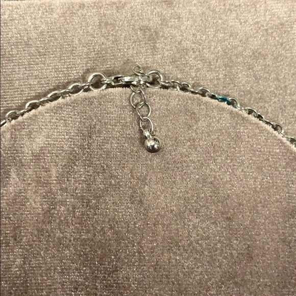 Silver necklace w/ light blue stones and crystals - Picture 3 of 5